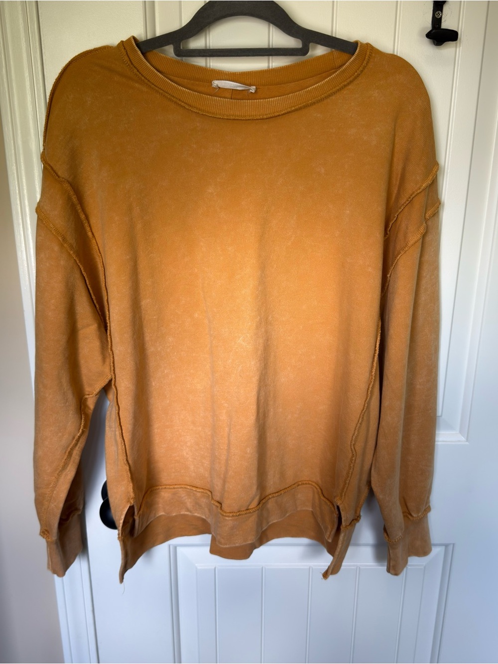Zenana Outfitters Washed Mustard Crewneck Sweater